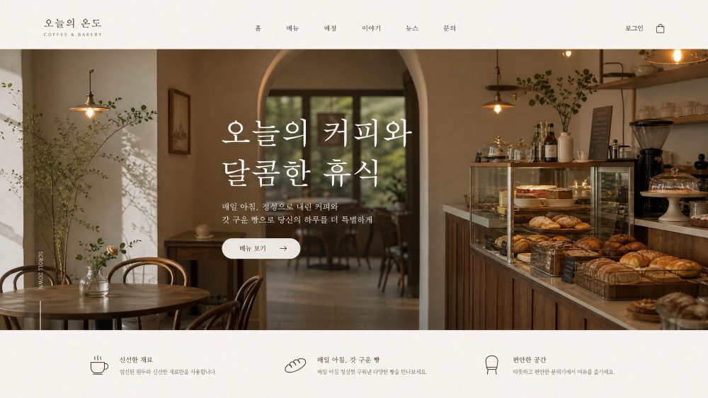 카페·베이커리 시안 — 오늘의 온도